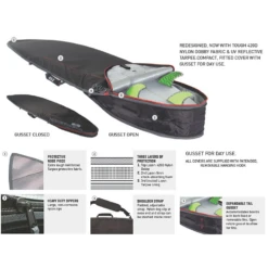 O&E COMPACT DAY SHORTBOARD COVER 5'8" BLK/RED -Surfboard Gears Sales Store 1571691613409 CCOCESCSB13058K 3