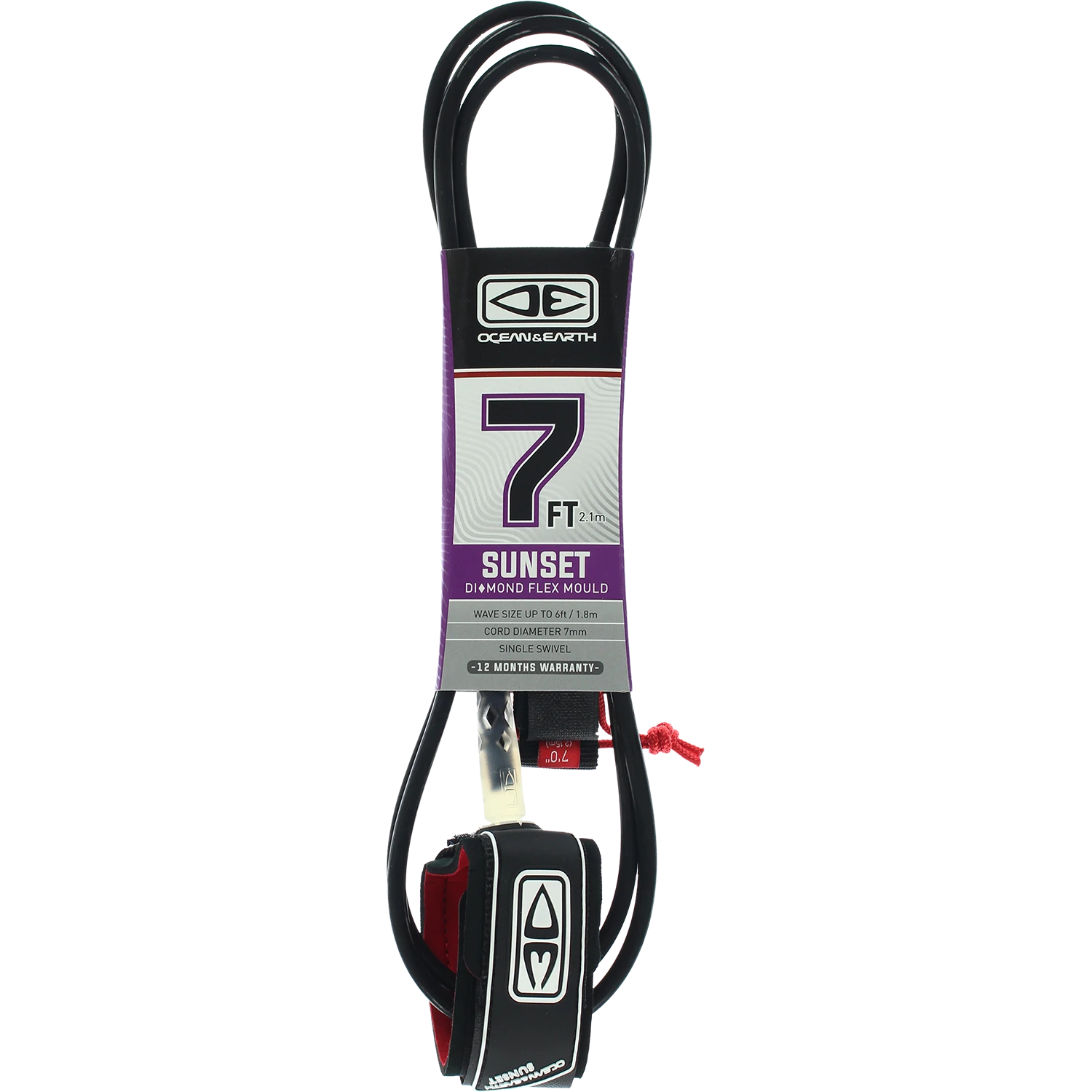 O&E MOULDED SUNSET LEASH 7' BLACK 1 O&E MOULDED SUNSET LEASH 7' BLACK