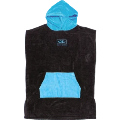 O&E YOUTH HOODED PONCHO BLACK/CYAN